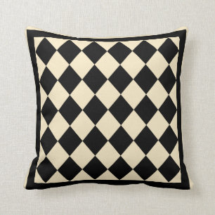 Black and Cream Diamond Decorative Pillow
