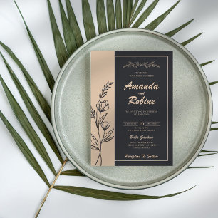 Black and Cream Elegant Wedding Invitation
