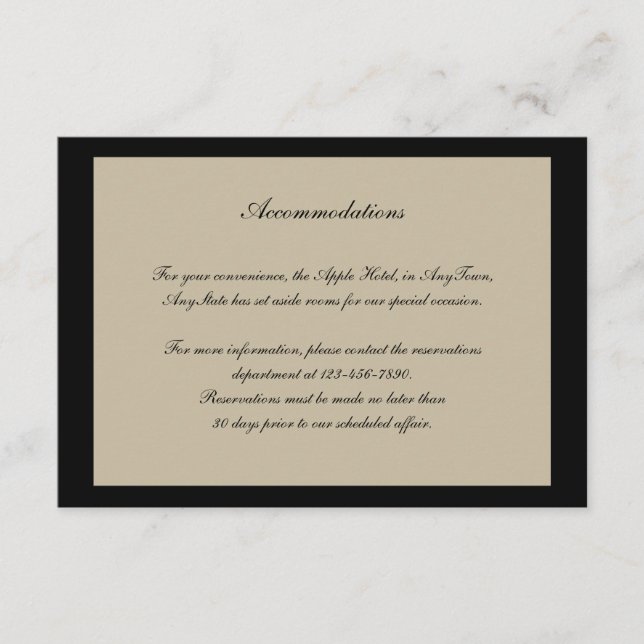 Black and Cream Floral Embossed Wedding Insert (Front)