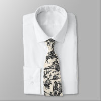Black and Cream French Toile Neck Tie