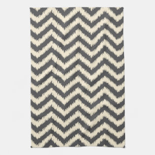 Black and Cream Ikat Chevron Tea Towel