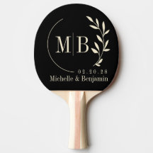 Black and Cream Leaf Wedding Monogram