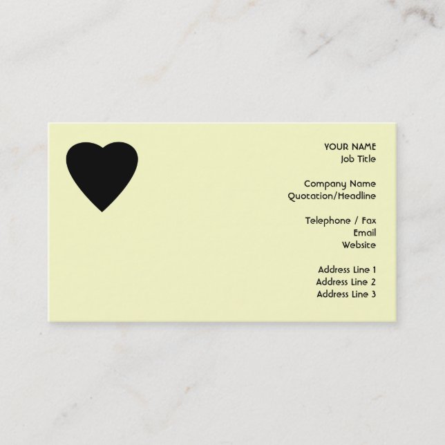 Black and Cream Love Heart Design. Business Card (Front)