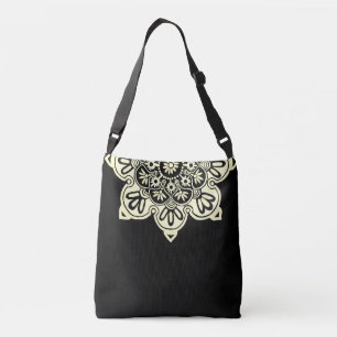 black and cream Medallion Crossbody Bag