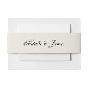 Black And Cream Old Money Boho Wedding Invitation Belly Band