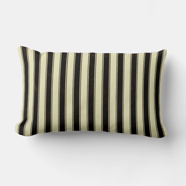 Black and Cream Pinstripe Wedding Elegant  Lumbar Cushion (Front)