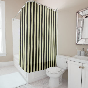 Black and Cream Pinstripe Wedding Elegant  Shower Curtain