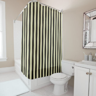 Black and Cream Pinstripe Wedding Elegant  Shower Curtain