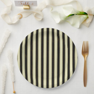 Black and Cream Pinstripe Wedding Elegant  Throw P Paper Plate