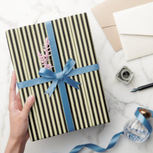 Black and Cream Pinstripe Wedding Elegant   Wrapping Paper