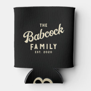 Black and Cream Retro Family Name & Year Can Cooler