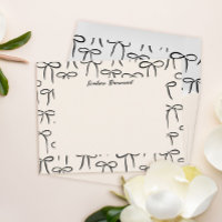Black and Cream Simple Bows Personal Stationery