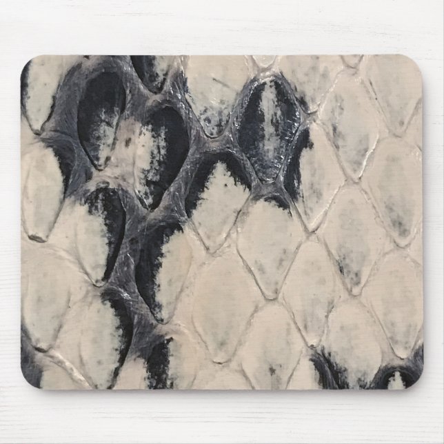 Black and cream snakeskin texture pattern mouse mat (Front)