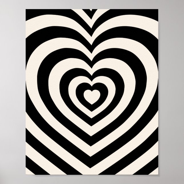Black And Cream White Hearts Poster (Front)