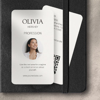 Black and Creamy Ivory Photo Social QR Code  Business Card