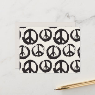 Black and Creme Colour Peace Sign Postcard