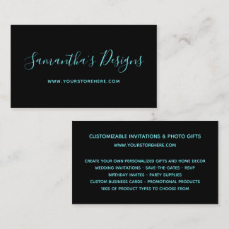 Black and Cyan Blue Online Store Business Card