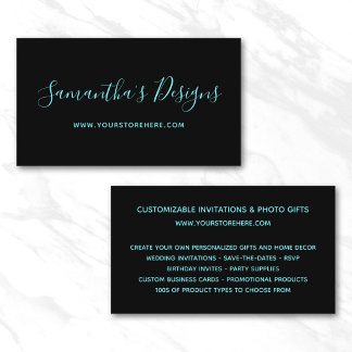 Black and Cyan Blue Online Store Business Card