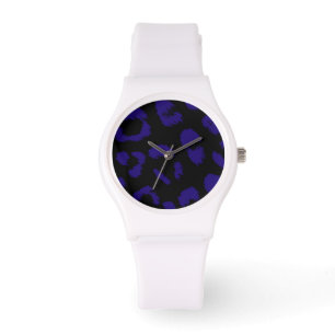 Black and Dark Blue Leopard Spots Watch