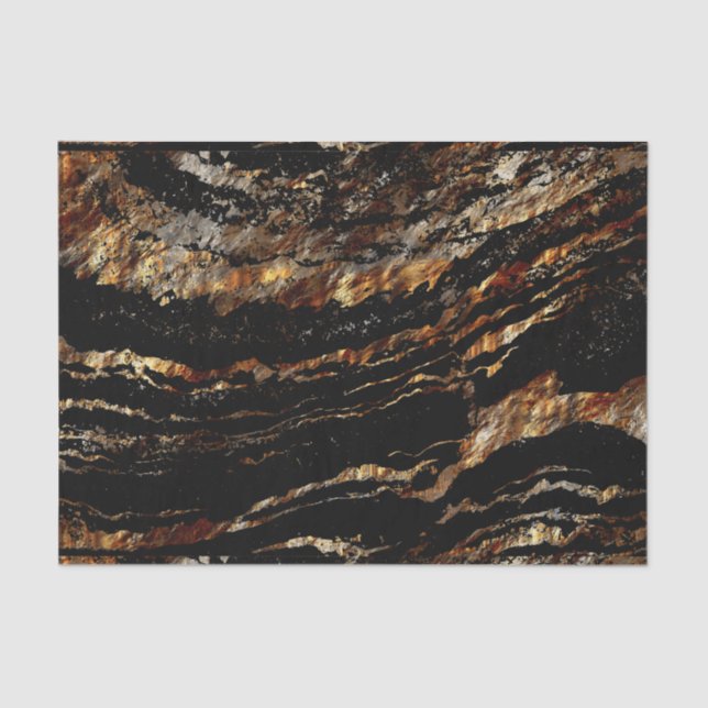 Black and Dark Gold Marble Design Tissue Paper (Front)