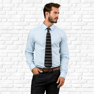 Black and Dark Grey Horizontal Stripe Tie