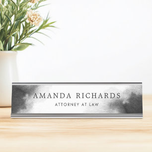 Black and dark grey watercolor desk name plate