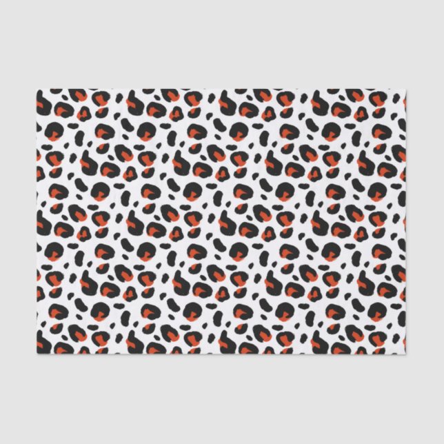 Black and Dark Orange Animal Print Tissue Paper (Front)