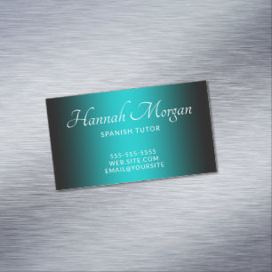 Black and Dark Turquoise Elegant Ombre Magnetic Business Card