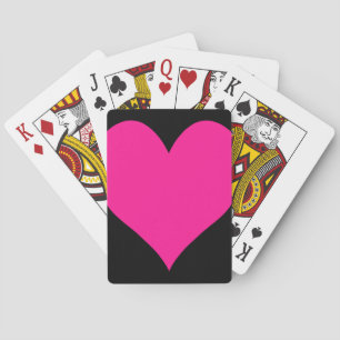 Black and Deep Pink Cute Heart Playing Cards