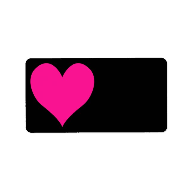 Black and Deep Pink Cute Heart Shape Label (Front)