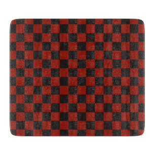 Black and Deep red checkerboard pattern Cutting Board