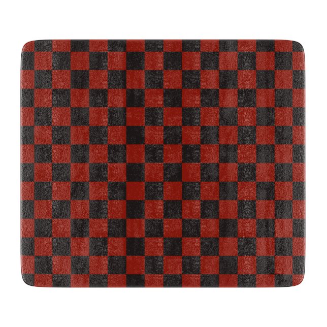 Black and Deep red checkerboard pattern Cutting Board (Front)