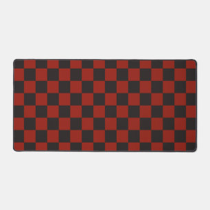 Black and Deep red checkerboard pattern Desk Mat