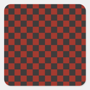 Black and Deep red chequerboard pattern Square Sticker