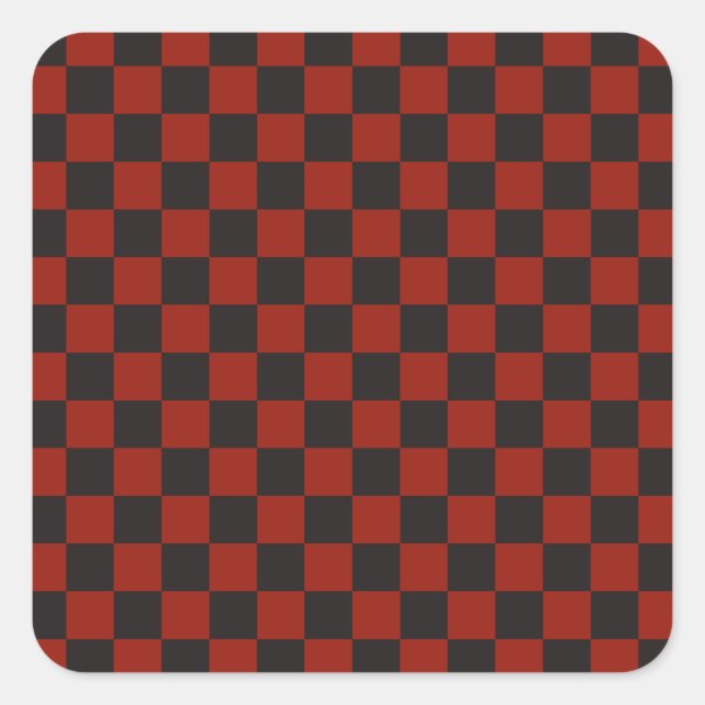 Black and Deep red chequerboard pattern Square Sticker (Front)