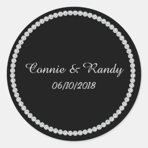 Black and Diamond Monogram Wedding Sticker