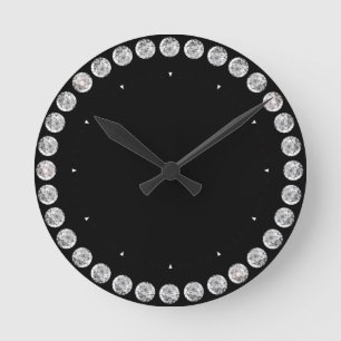 Black and Diamond print round clock