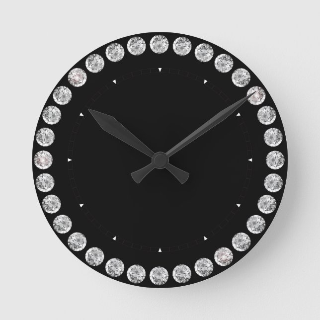 Black and Diamond print round clock (Front)