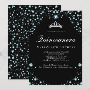 Black and Diamond Quinceanera Invitations
