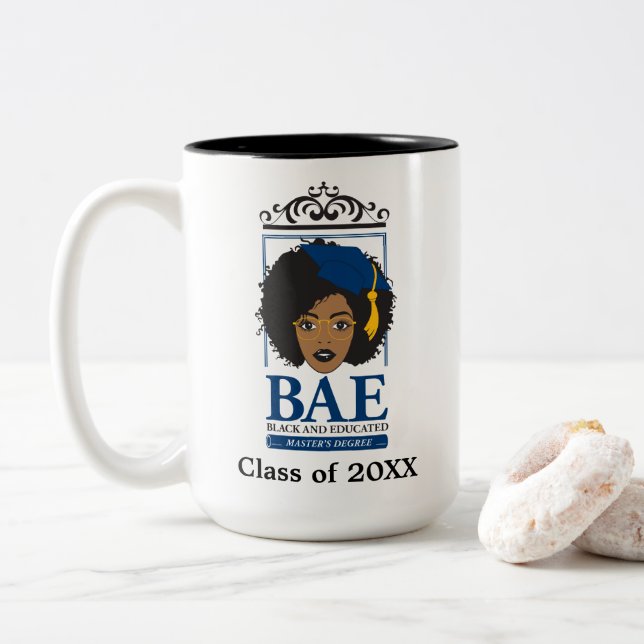 Black and Educated Master's Personalised Class Two-Tone Coffee Mug (With Donut)