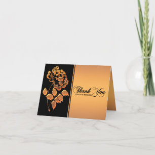 Black and FAUX Copper Peony Thank You Card