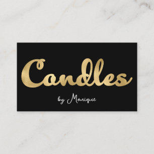 Black and Faux Gold Candles Business Card