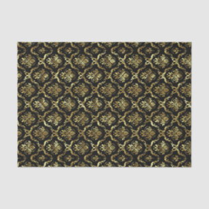 Black And Faux Gold Shiny Floral Damasks  Tissue Paper