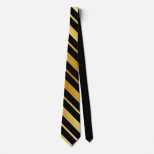 Black and Faux Gold Stripes Tie