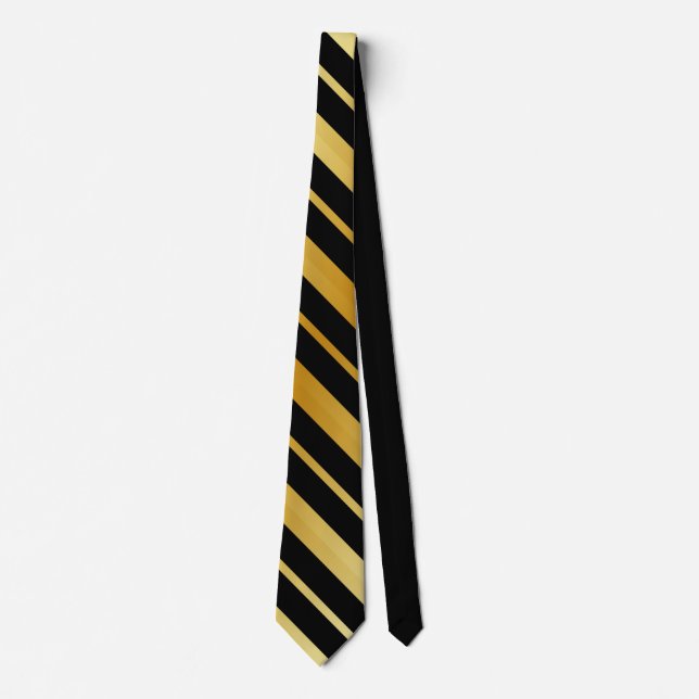 Black and Faux Gold Stripes Tie (Front)