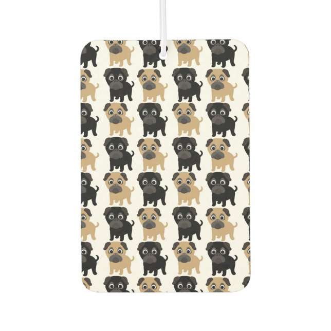 Black and Fawn Pugs Car Air Freshener (Front)