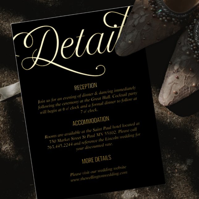 Black and Foil Minimal Wedding Details  (Creator Uploaded)