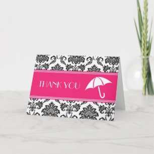 Black and Fuchsia Bridal Shower Thank You Card