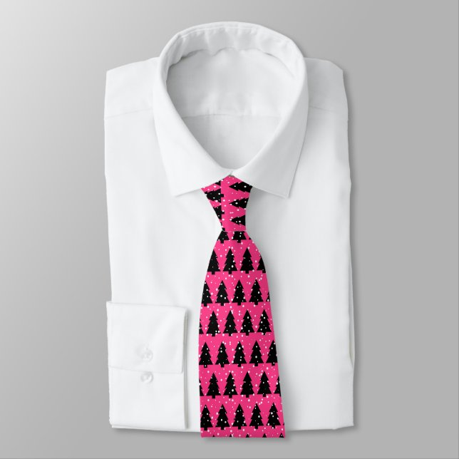Black and Fuchsia  Tie (Tied)
