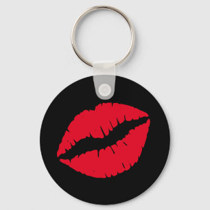 Black and Girly Red Lips Key Ring